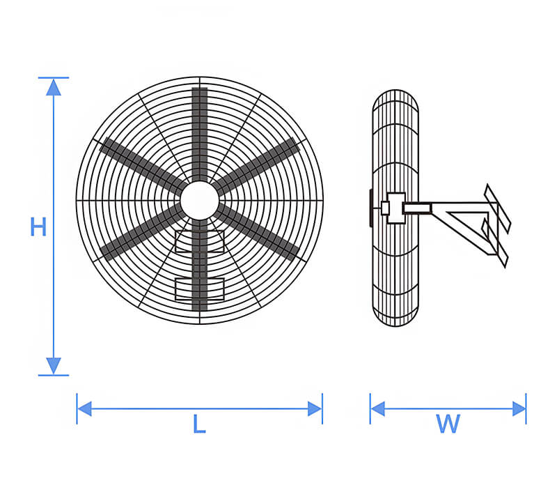 HVLS Endüstriyel Duvar Tipi Fan Yapı Şeması