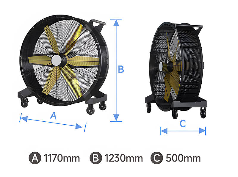 Large Heavy Duty Mobile Industrial Drum Fan